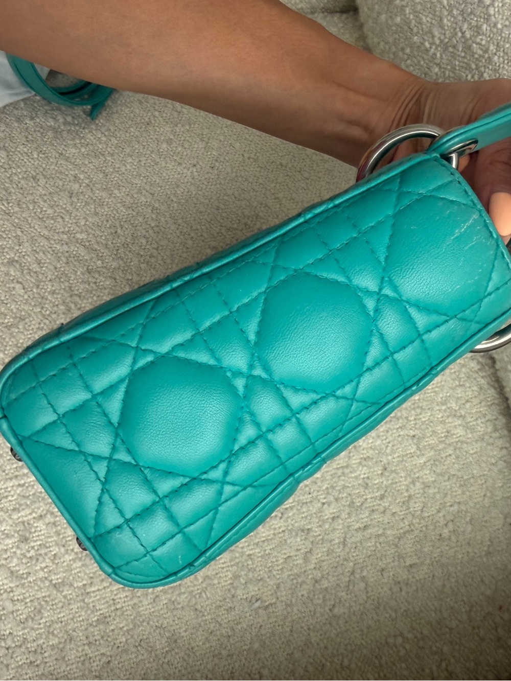 Lady Dior Mini Bag in Teal - Picture 12 of 16